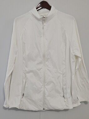 32 Degrees Cool Size XL White Nylon Long-Sleeved Women's Zippered Lightweight Ja